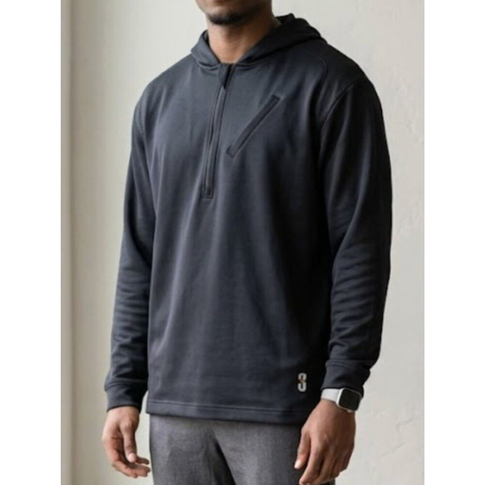 Point 3 Basketball DRYV Black Quarter Zip Performance Training Hoodie Size Large